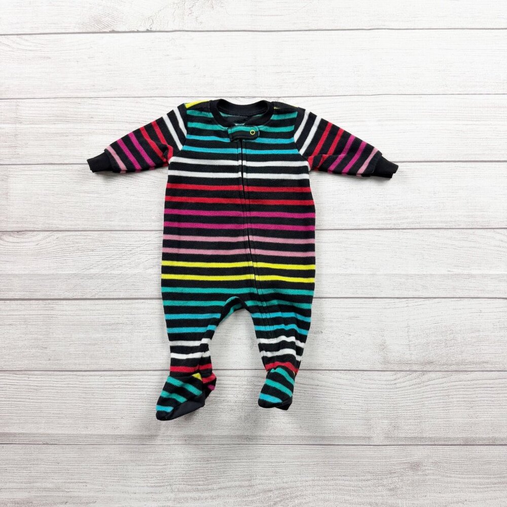 Primary Striped Fleece Footed Pajamas